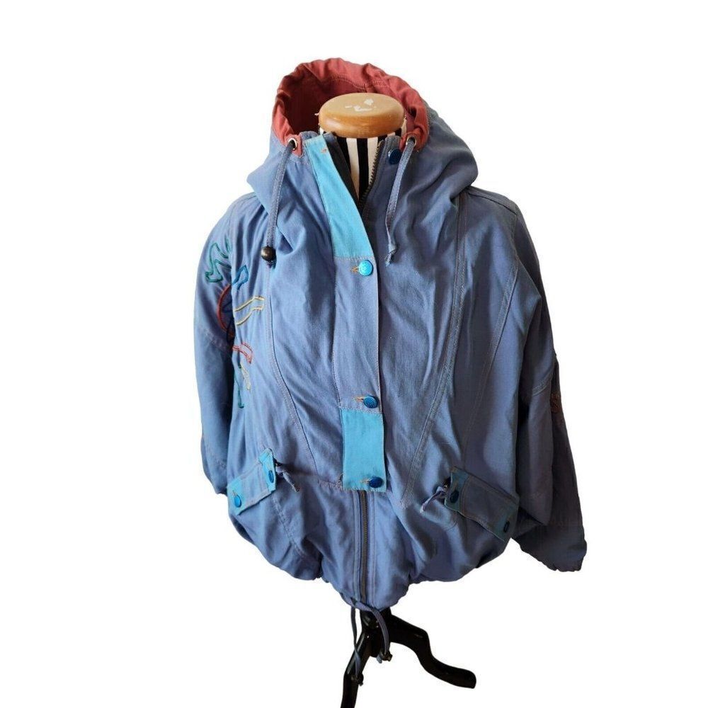 Vintage 90s HCC Henri Charles Colsene Puffer Ski Jacket Parka L Blue Geneva